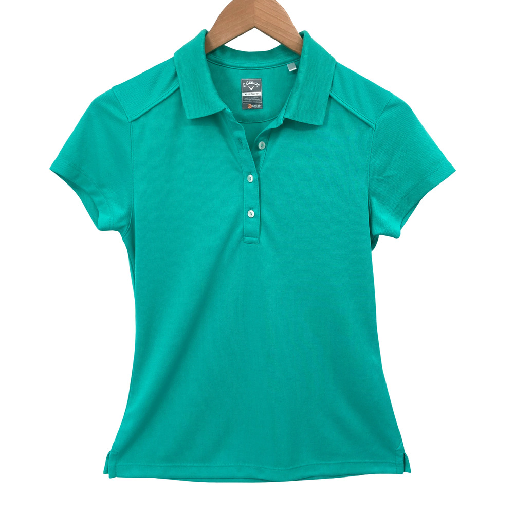 Callaway Turquoise Green Polo Shirt XS Opti-Dri Moisture Wicking Golf Tennis
